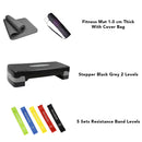 FlexPro Home Fitness Set ( Mat 1.0 cm + Stepper + 5 Resistance Bands )