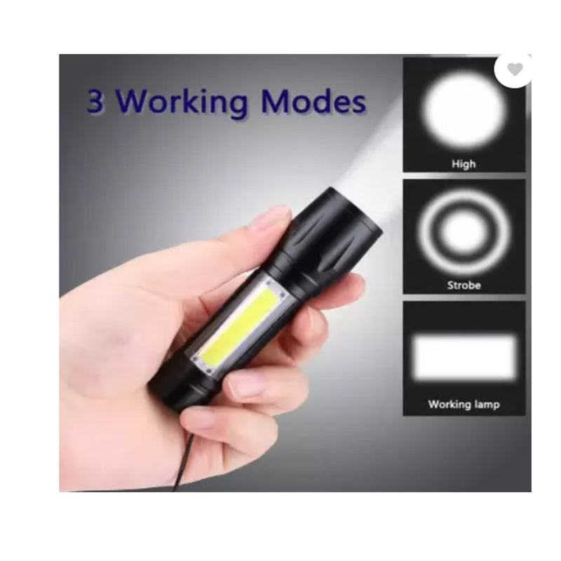 Mini BL- 511 Strong LED Flashlight with 3 Mode Setting Torch Black 9 cm Length