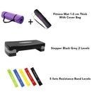 FlexPro Home Fitness Set ( Mat 1.0 cm + Stepper + 5 Resistance Bands )