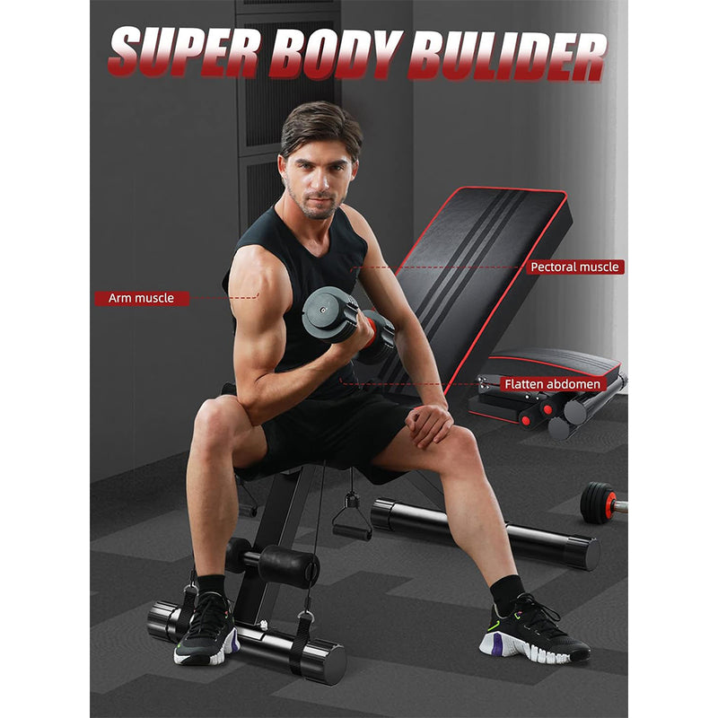 Yoleo Heavy Duty Adjustable Weight Bench - Weight Capacity 200 KG