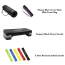 FlexPro Home Fitness Set ( Mat 1.0 cm + Stepper + 5 Resistance Bands )