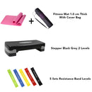 FlexPro Home Fitness Set ( Mat 1.0 cm + Stepper + 5 Resistance Bands )