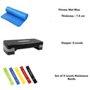 FitCore Essentials Pack ( Mat + Stepper + 5 Resistance Bands )