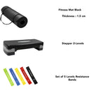 FitCore Essentials Pack ( Mat + Stepper + 5 Resistance Bands )