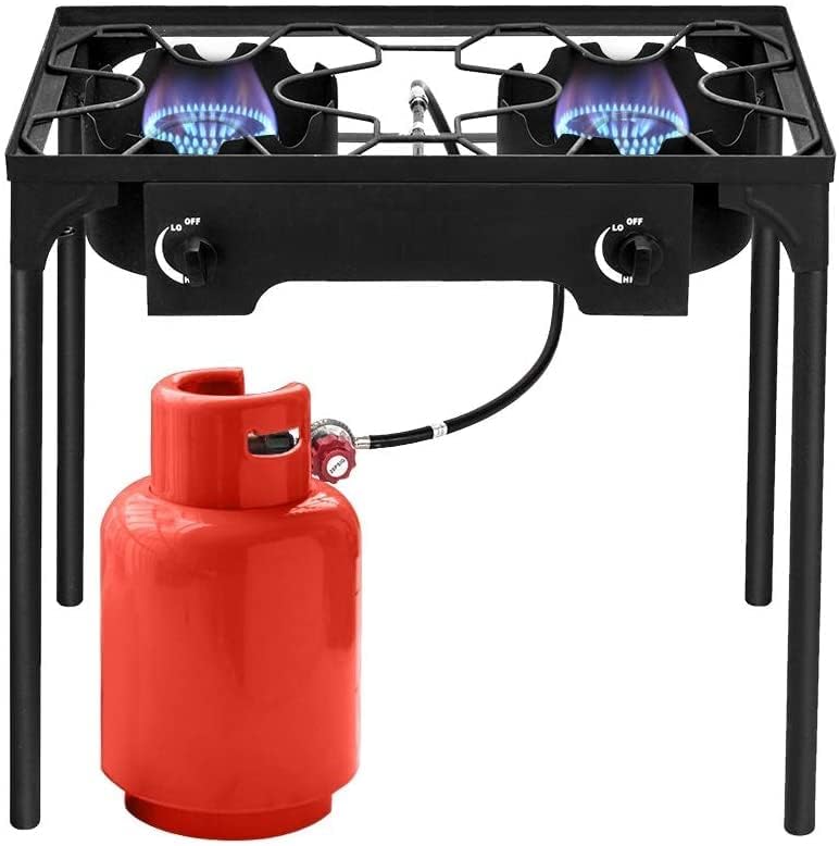 Premium Gas Stove with 2 Burners Full Iron Stove Black
