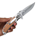 Browning Folding Knife 21 cm Silver Blade Handle With Wood Scales.