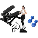 Mini Stepper Exercise Machine With Set of Dumbbells Vinyl Blue