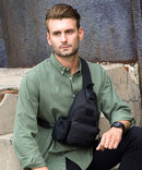 Sling Bag Chest Bag with USB Charging Port Men Women Lightweight Crossbody for Hiking,Cycling Traveling, Black, USB Chest bag