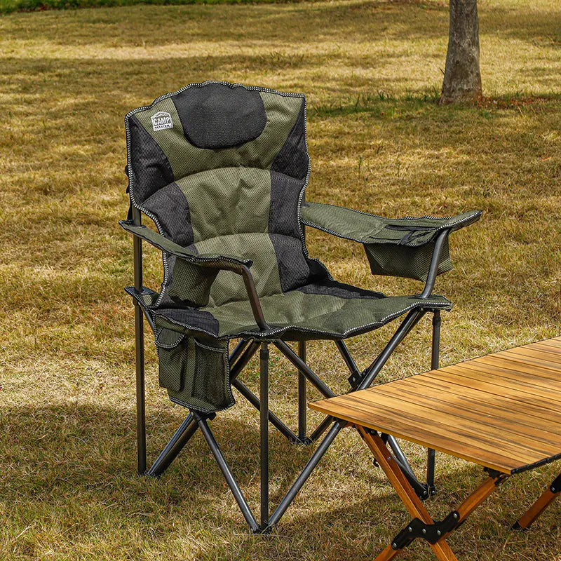 Campmaster Expedition Deluxe Camping Chair with Side Pocket Olive