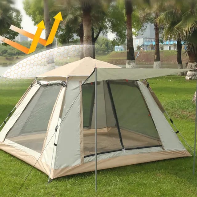 Camping Tent, Automatic Pop-Up Waterproof Tent, 3-4 Person Family Camping Tent 210*210*140cm