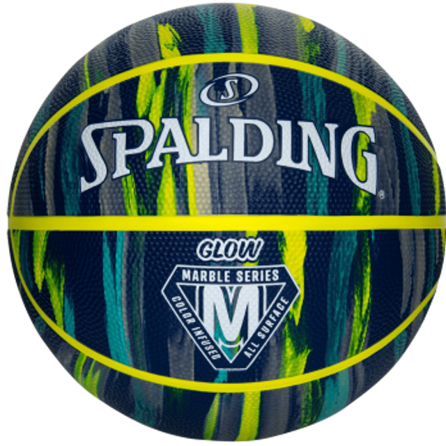 Spalding Marble Series Glow in the Dark Navy/Aqua Green Outdoor Basketball - Size 7