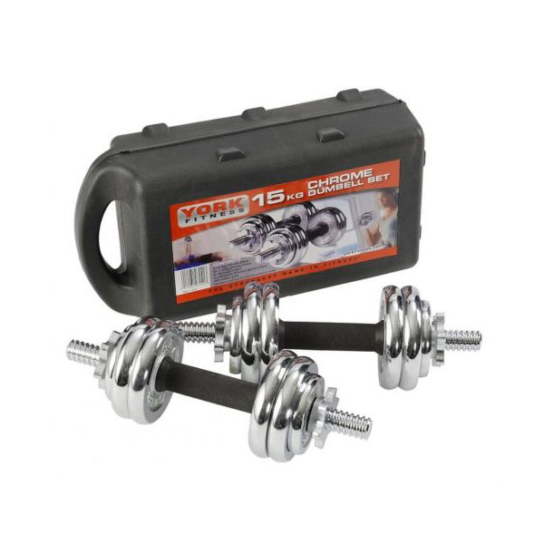 York Fitness 15KG Chrome Dumbbell Set - Main Image