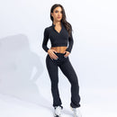 Quwati Women Power Long Sleeve Half Zip Crop Top