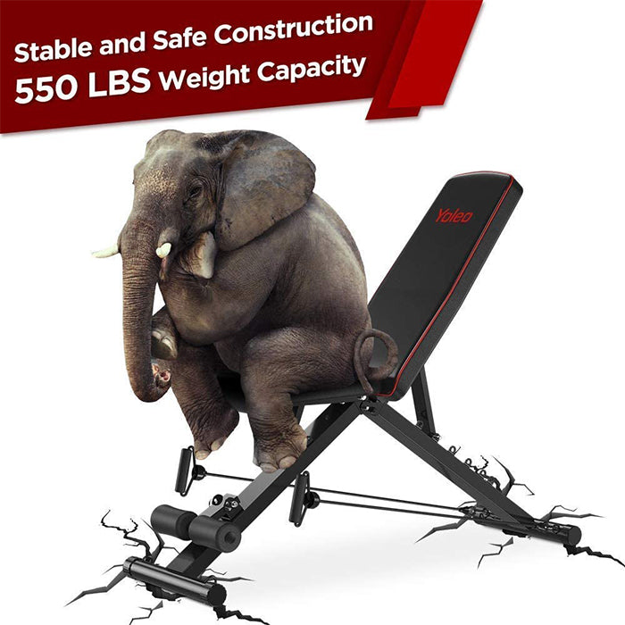 Yoleo Heavy Duty Adjustable Weight Bench - Weight Capacity 250 KG