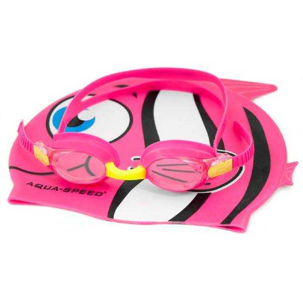 Aqua Speed Kids Swimming Set Fish Goggle & Cap