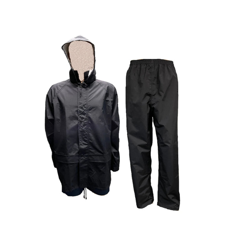 190 T Rain Suit with Waterproof Jacket and Pant Solid Men Raincoat Dark Grey