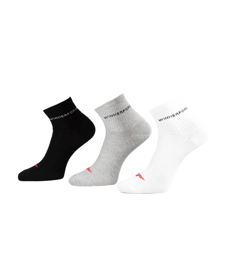 Winnerforce Unisex Smoothy Socks White, Black & Grey -  3 Pairs