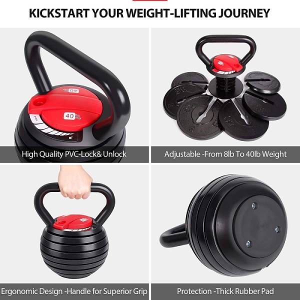 Body Fit Adjustable Kettle Bell With Safe Lock System Up To 18Kg
