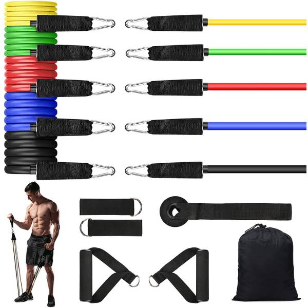 Exercice Resistance Bands Kit With Door Anchor (11PC BAND SET)