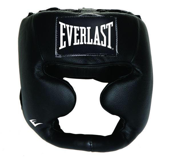 Everlast Full Leather Protection HeadGear Black