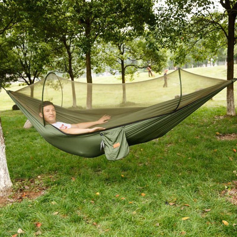 Single Outdoor Hammock Hanging Bed with Mosquito Net Portable For 1 Person